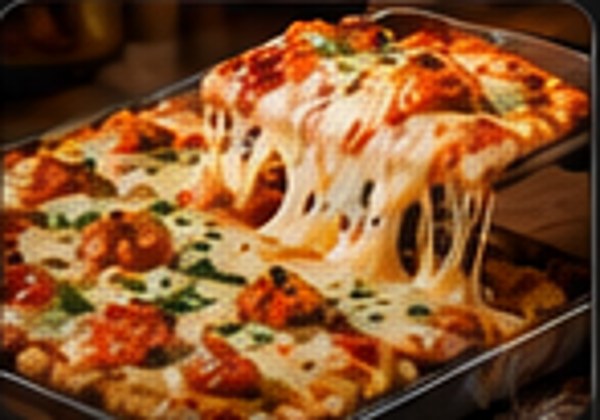 Rectangular chicken cheese burst pizza