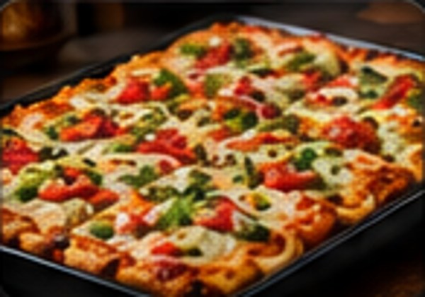 Rectangular vegetable pizza